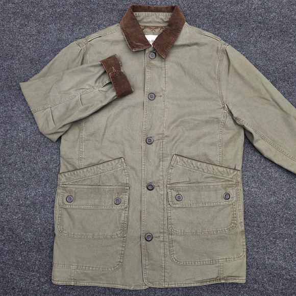 ORVIS Barn Jacket Chore Field Farm Green Canvas Quilted Lining Mens Medium